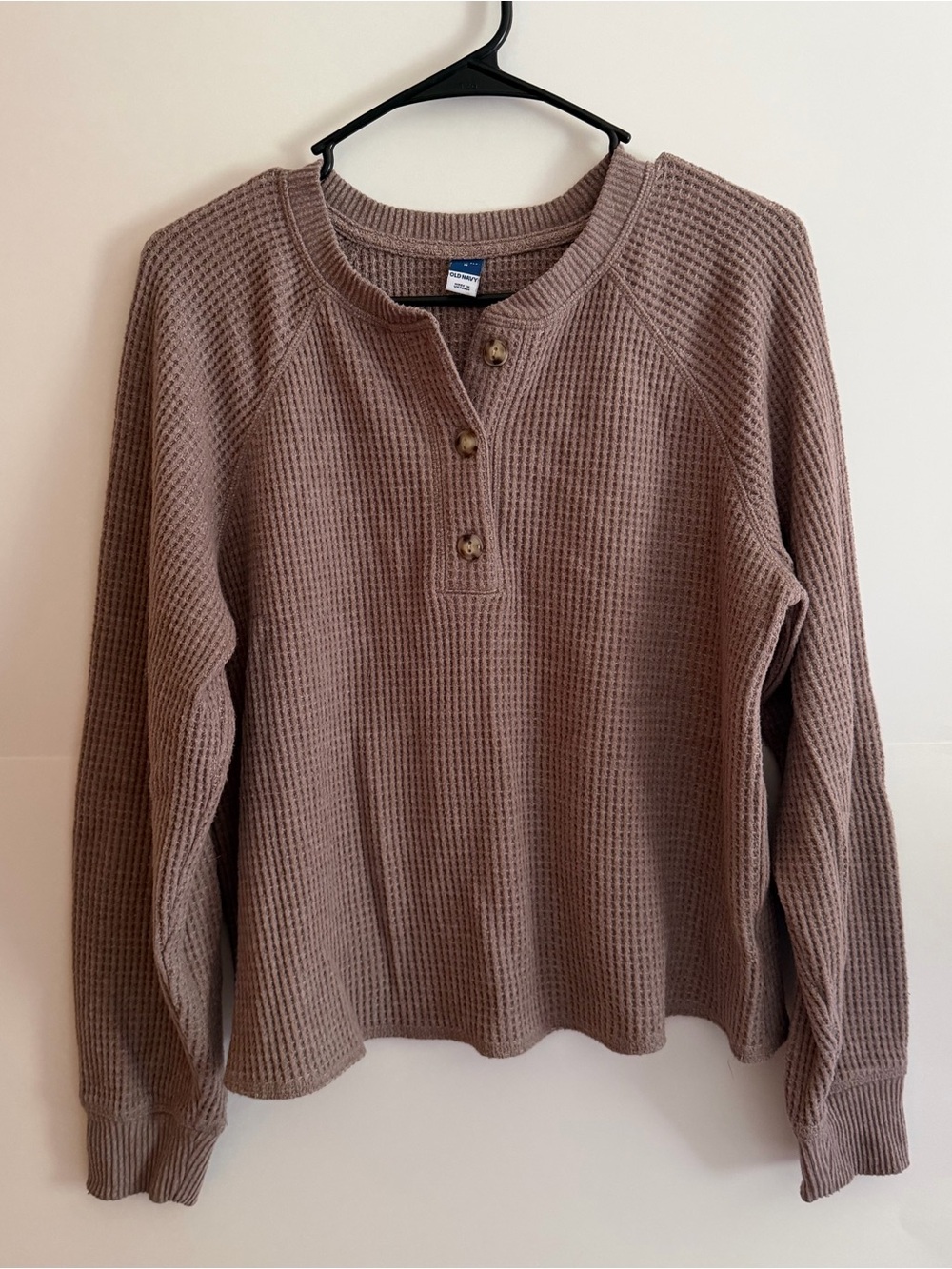 Old Navy Waffle Henley Long-Sleeve Top - Mauve Brown